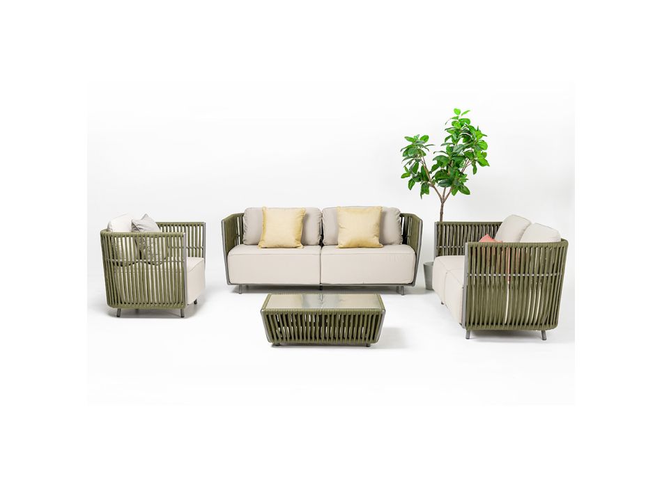 3-Sitzer Outdoor-Sofa aus Aluminium und Weben - Eugene Viadurini