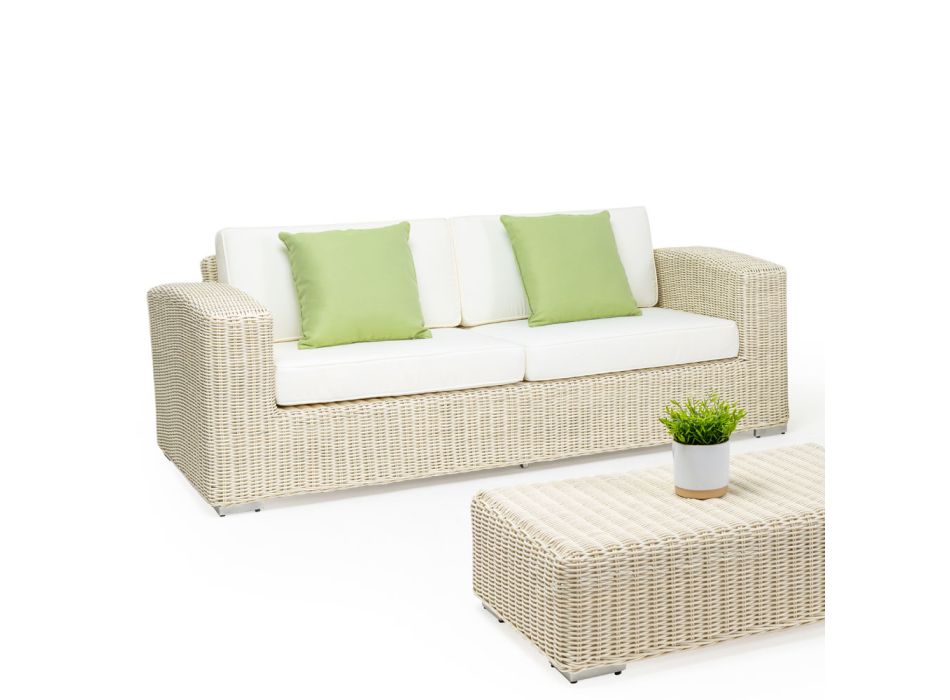 3-Sitzer Gartensofa aus handgewebtem Polyrattan - Yoko Viadurini
