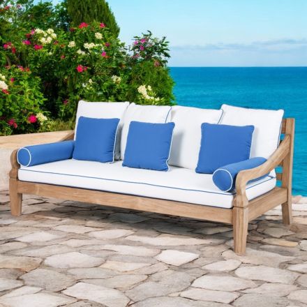 3-Sitzer-Gartensofa aus gebürstetem natürlichem Teakholz - Artes Viadurini