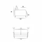 Sofa 3-Sitzer Design L.185cm Stoff / Kunstleder in Italien Erica Viadurini