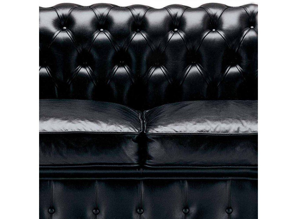 3-Sitzer-Sofa mit Lederbezug und lackierten Füßen Made in Italy - Idra