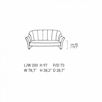 3-Sitzer-Sofa mit Samtbezug und weißen Nähten Made in Italy - Caster