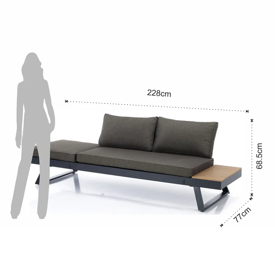 3-Sitzer-Sofa, umwandelbar in Chaiselongue mit verstellbarer Rückenlehne – Lire Viadurini