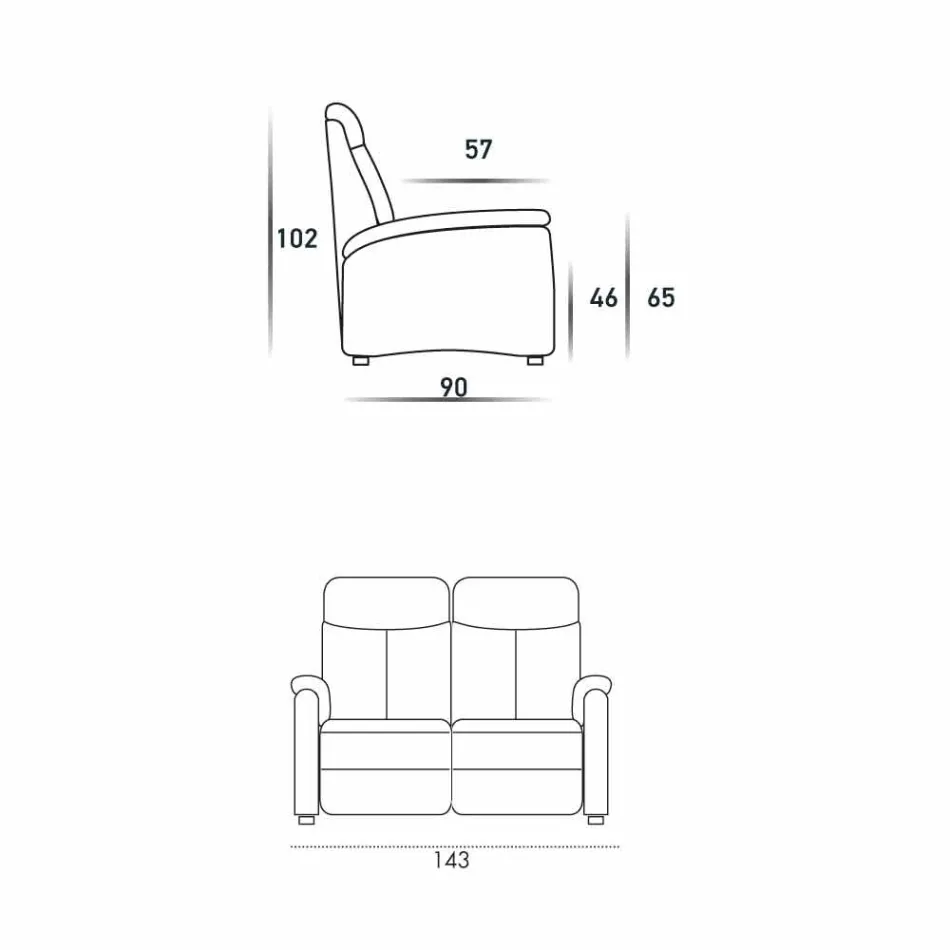 2-Sitzer-Sofa modernes Design in Leder, Kunstleder oder Stoff Gelso Viadurini