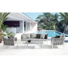 Homemotion - Rubio 3-Sitzer Design Outdoor-Sofa in Weiß und Grau Viadurini