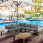 Ecksofa mit Couchtisch für draußen und drinnen aus Aluminium – Mettre Viadurini