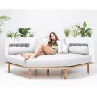 Sechseckiges Garten-Ecksofa aus Teak und Seil - Bellatrix Viadurini