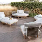 Sechseckiges Garten-Ecksofa aus Teak und Seil - Bellatrix Viadurini