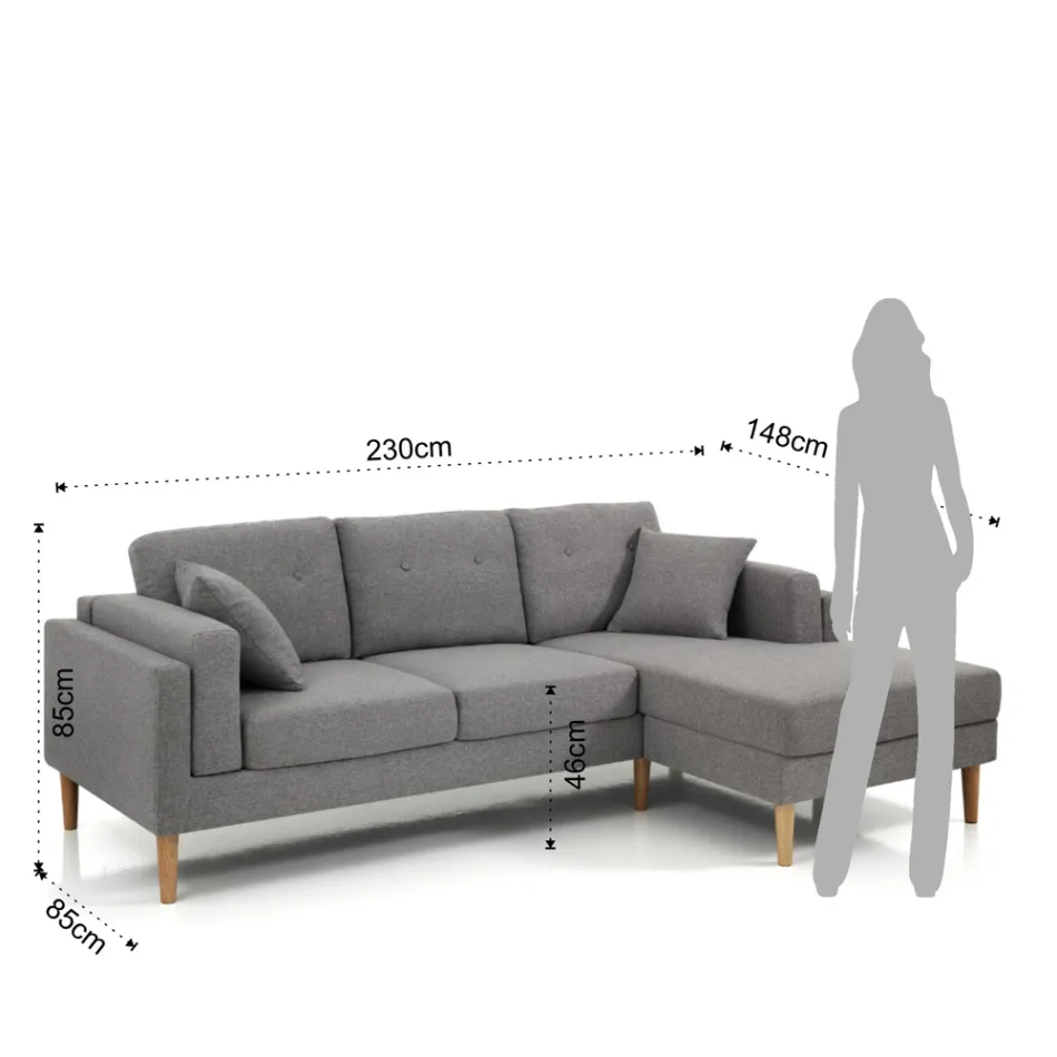 Ecksofa aus Stoff und Holz – Germanium Viadurini