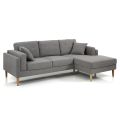 Ecksofa aus Stoff und Holz – Germanium