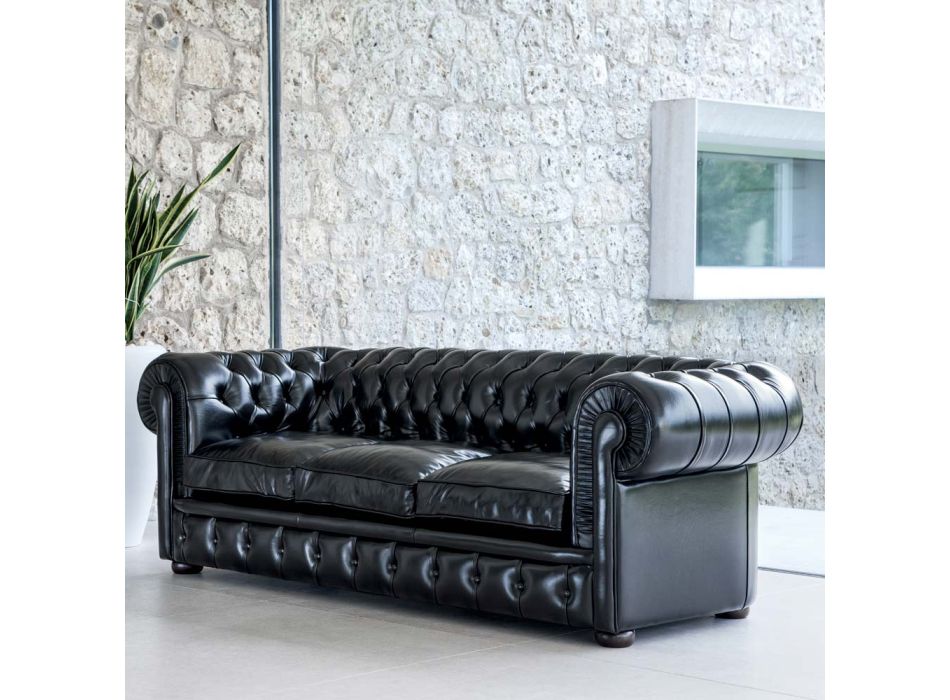 Klassisches Sofa mit Zwiebelfüßen aus Buchenholz Made in Italy - Spassoso Viadurini