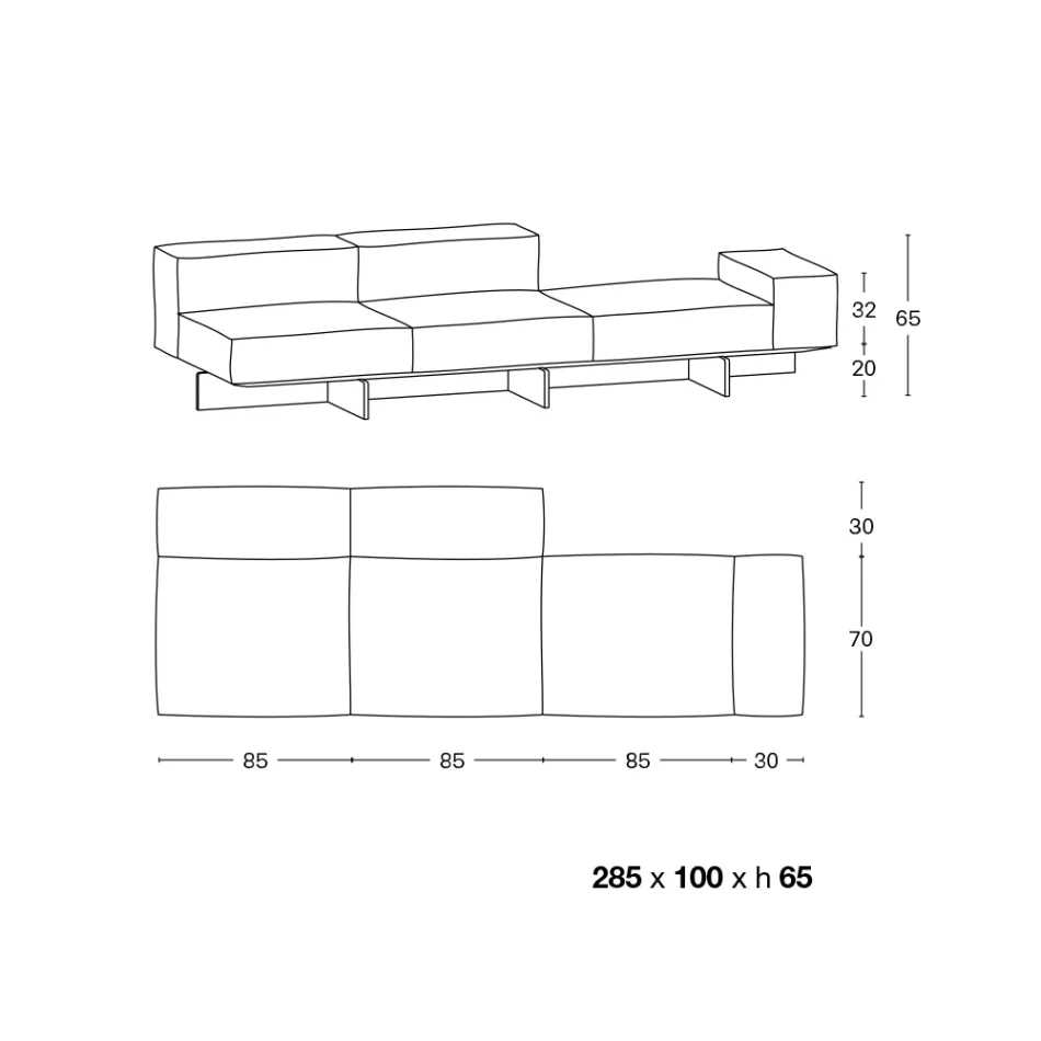 Sofa mit extraklarem Glassockel und Stoffsitz, hergestellt in Italien – Rory Viadurini