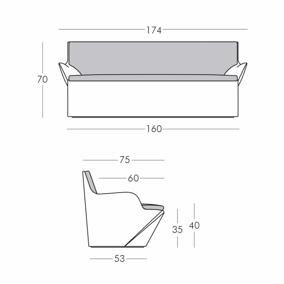 Rutsche mit Armlehnen Rutsche Kami Yon farbiges Design made in Italy Viadurini
