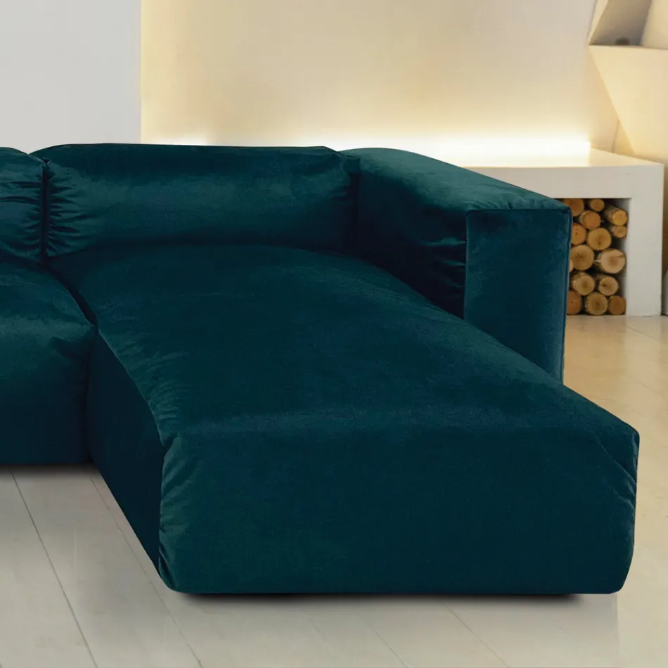 Sofa mit Innenhalbinsel aus expandiertem Polyurethan - Buffo Viadurini