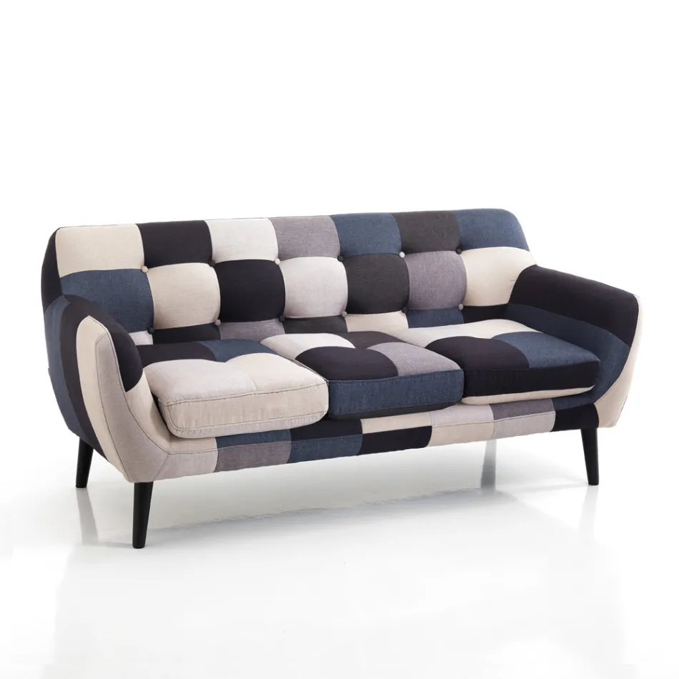 2- oder 3-Sitzer-Sofa aus mehrfarbigem Stoff – Kobalt Viadurini