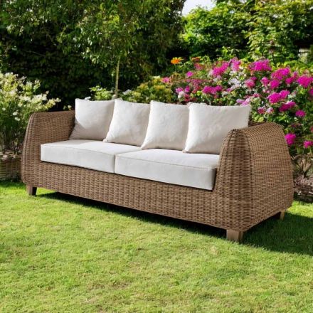 3-Sitzer Outdoor-Sofa aus geflochtenem Polyrattan - Charlie Viadurini