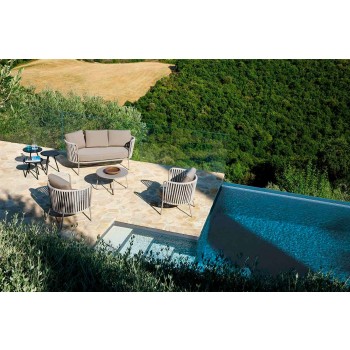 2-Sitzer-Outdoor-Sofa aus Metall, Stoff und Seil Made in Italy - Mari