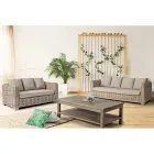 Homemotion - Ceara 3-Sitzer Design Outdoor Sofa in Holz und Rattan Viadurini