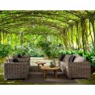 Homemotion - Ceara 3-Sitzer Design Outdoor Sofa in Holz und Rattan Viadurini