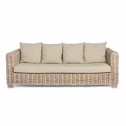 Homemotion - Ceara 3-Sitzer Design Outdoor Sofa in Holz und Rattan Viadurini