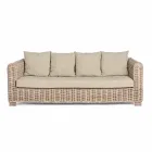Homemotion - Ceara 3-Sitzer Design Outdoor Sofa in Holz und Rattan Viadurini