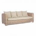 Homemotion - Ceara 3-Sitzer Design Outdoor Sofa in Holz und Rattan