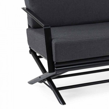 3-Sitzer-Sofa im Freien aus Naturholz oder schwarzem und luxuriösem Stoff - Suzana