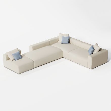 Modulares Outdoor-Sofa mit Polsterung aus entwässerndem Gummi Made in Italy - Bahias Viadurini