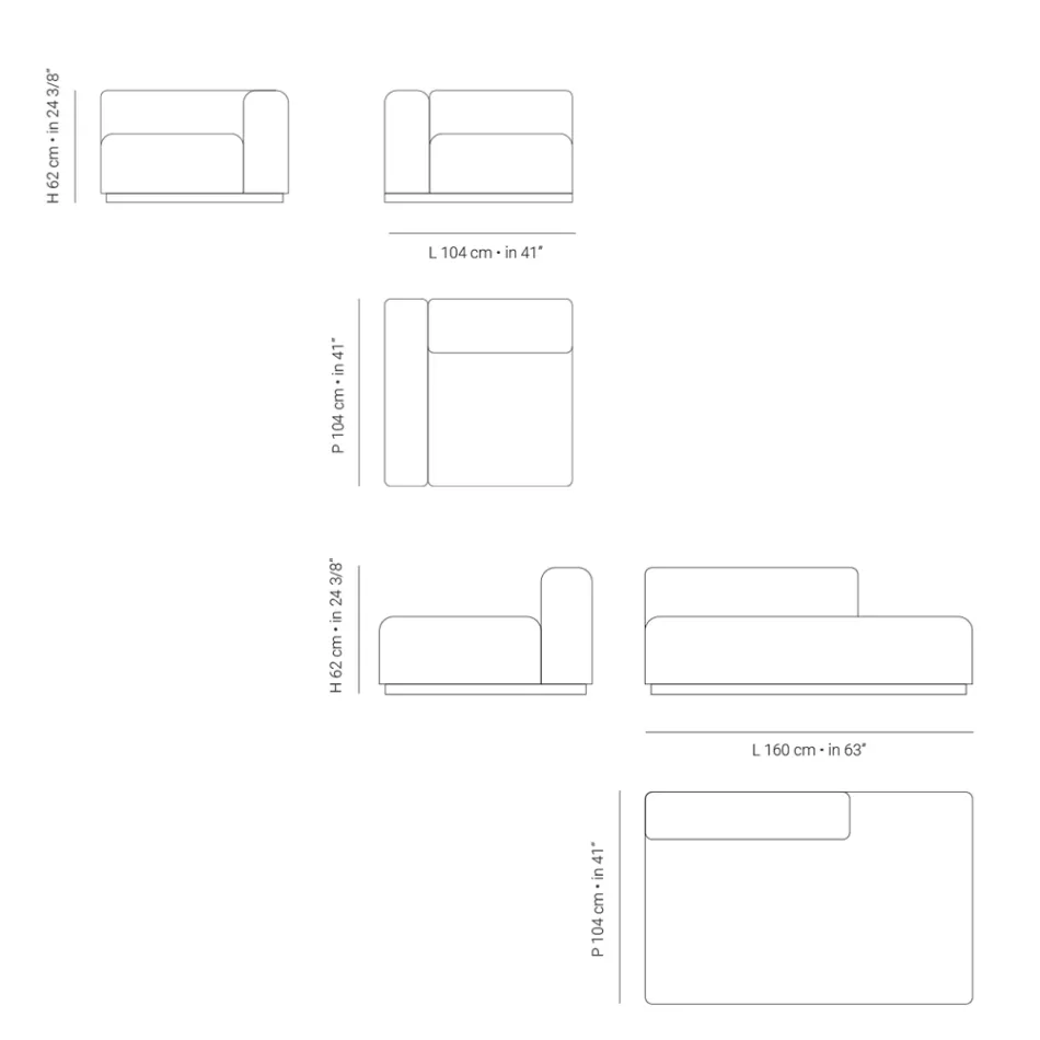 Modulares Outdoor-Sofa aus marineblauem Sperrholz Made in Italy - Bahias Viadurini