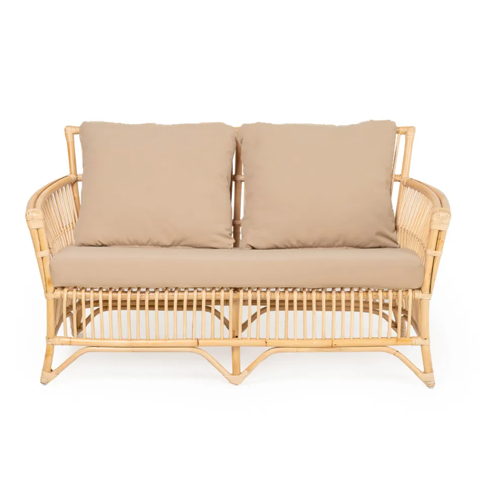 Outdoor-Sofa aus natürlichem Rattan, inklusive Kissen, - Bellaria Viadurini
