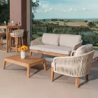 Outdoor-Sofa aus Teakholz und Polyethylengewebe - Jhon Viadurini