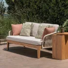 Outdoor-Sofa aus Teakholz und Polyethylengewebe - Jhon Viadurini
