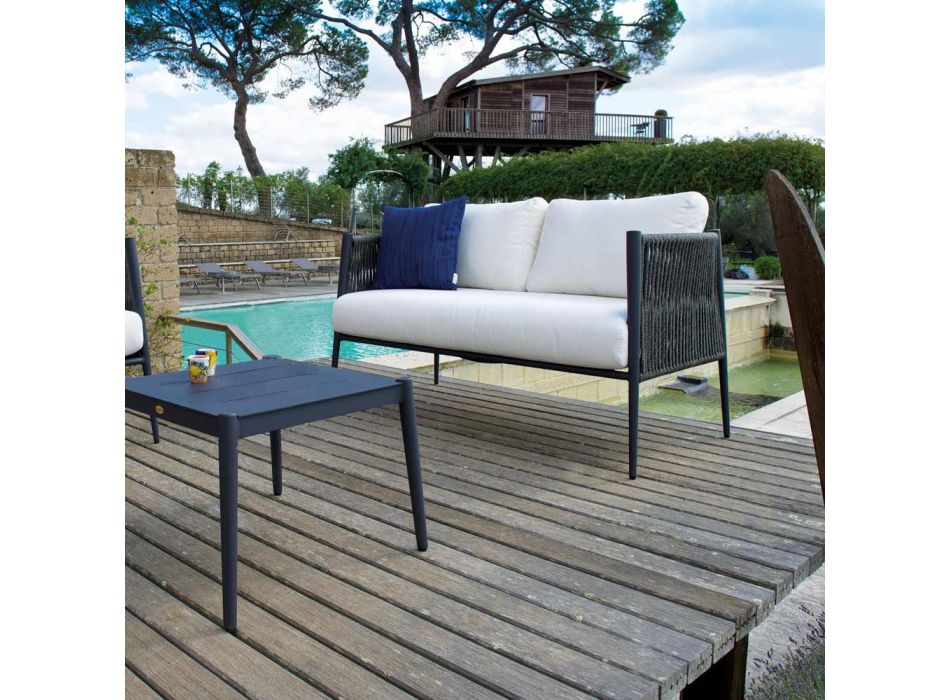 2-Sitzer-Gartensofa aus Aluminium und Seil Made in Italy - Nymeria Viadurini