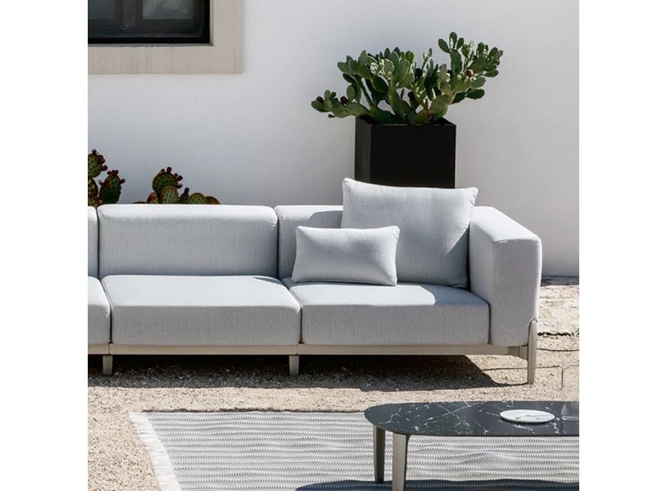 3-Sitzer-Gartensofa mit Chaiselongue aus Aluminium und Stoff - Filomena