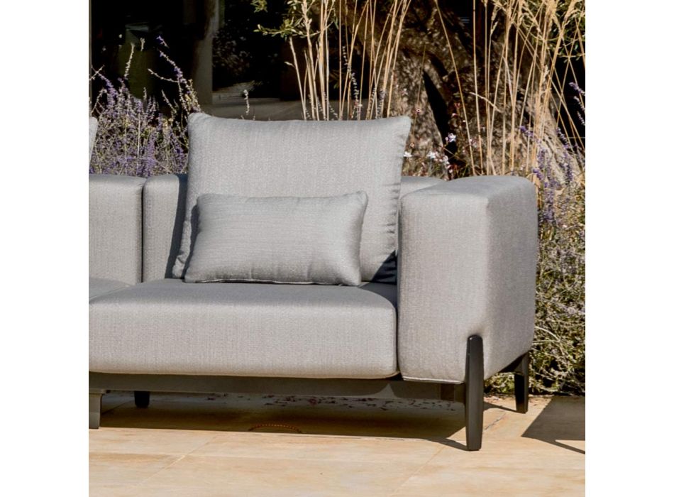 3-Sitzer-Gartensofa mit Chaiselongue aus Aluminium und Stoff - Filomena Viadurini