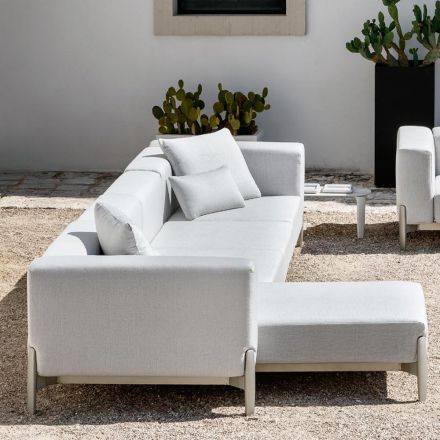 3-Sitzer-Gartensofa mit Chaiselongue aus Aluminium und Stoff – Filomena Viadurini