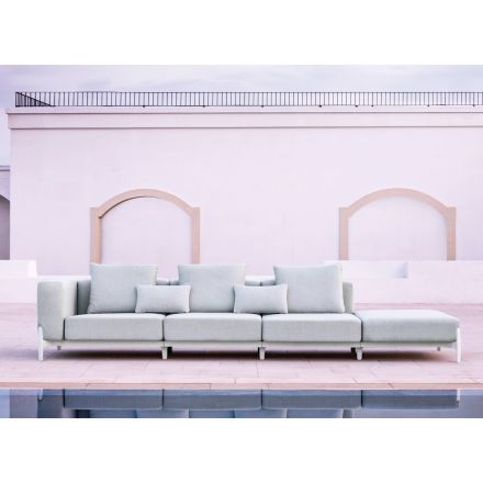 3-Sitzer-Gartensofa mit luxuriösem Pouf aus Aluminium und Stoff – Filomena Viadurini