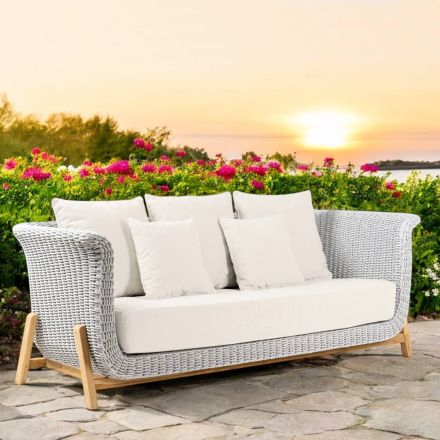 3-Sitzer Gartensofa aus Teakholz und Seil - Arjuna Viadurini