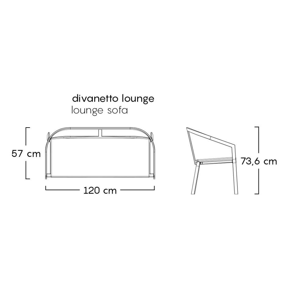 Gartensofa mit Aluminiumbasis und Textilene-Sitz Made in Italy - Maureen Viadurini