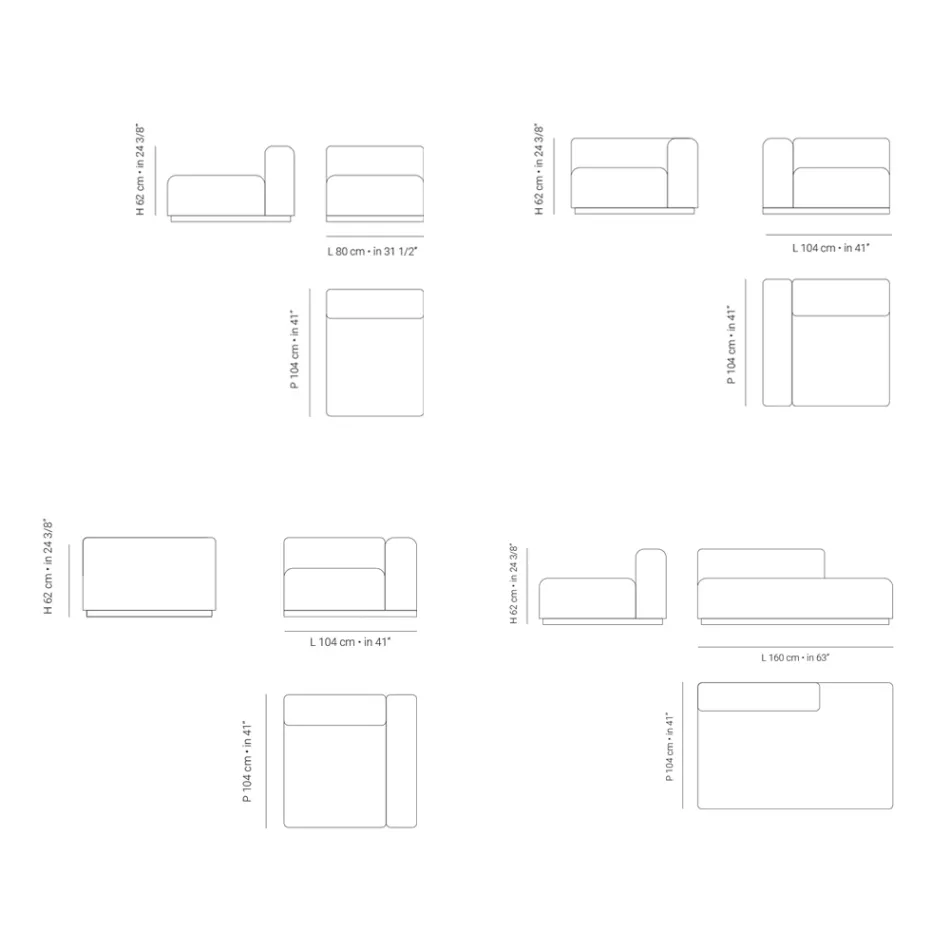 Modulares Gartensofa aus marineblauem Sperrholz Made in Italy - Bahias Viadurini