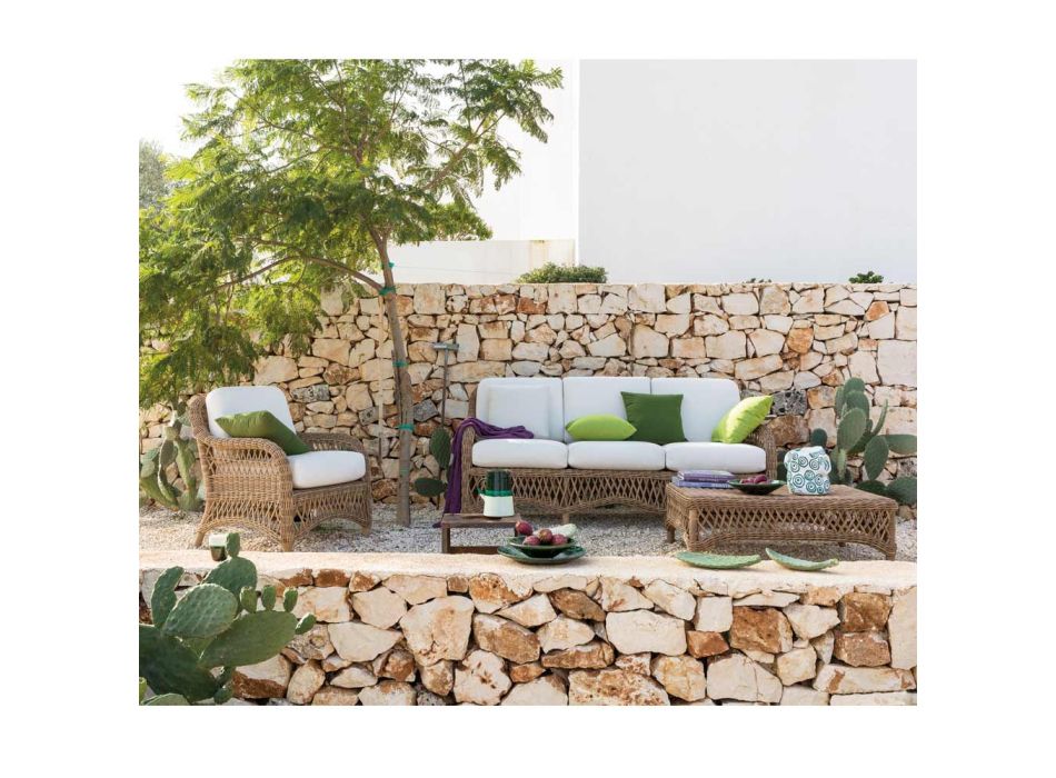 2- oder 3-Sitzer-Gartensofa aus Aluminium und WaProLace Made in Italy - Yetta Viadurini