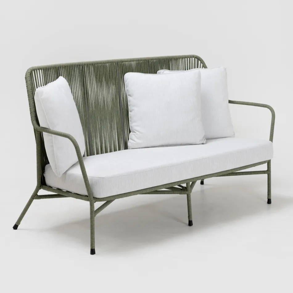 Gartensofa aus Aluminium und Seilgeflecht - Asteria Viadurini