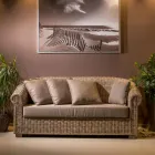 Gartensofa aus natürlicher Kubù-Faser mit Kissen - Isildur Viadurini