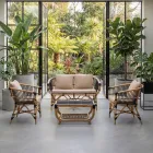 Gartensofa aus natürlichem Rattan mit Kissen inklusive - Catelyn Viadurini