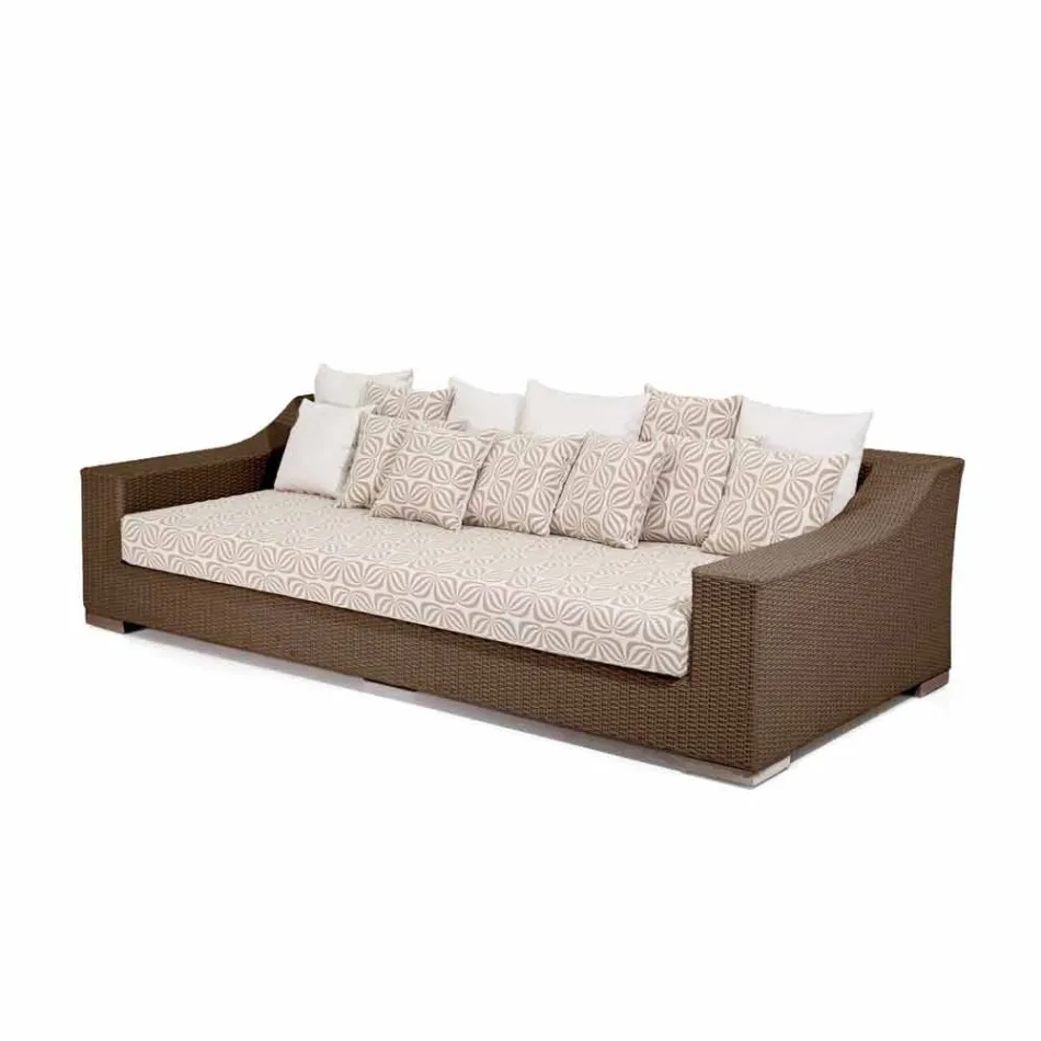 Sofa handgewebte Garten Joe Kaffee Polyethylen Viadurini