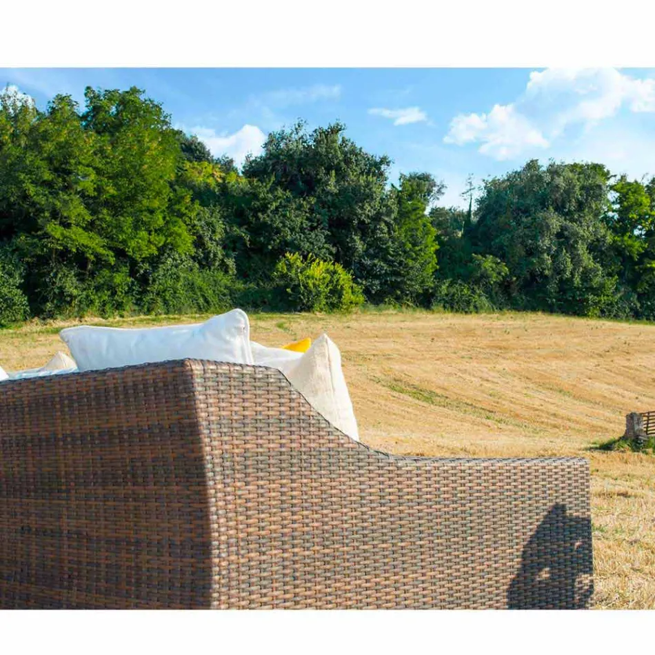 Sofa handgewebte Garten Joe Kaffee Polyethylen Viadurini