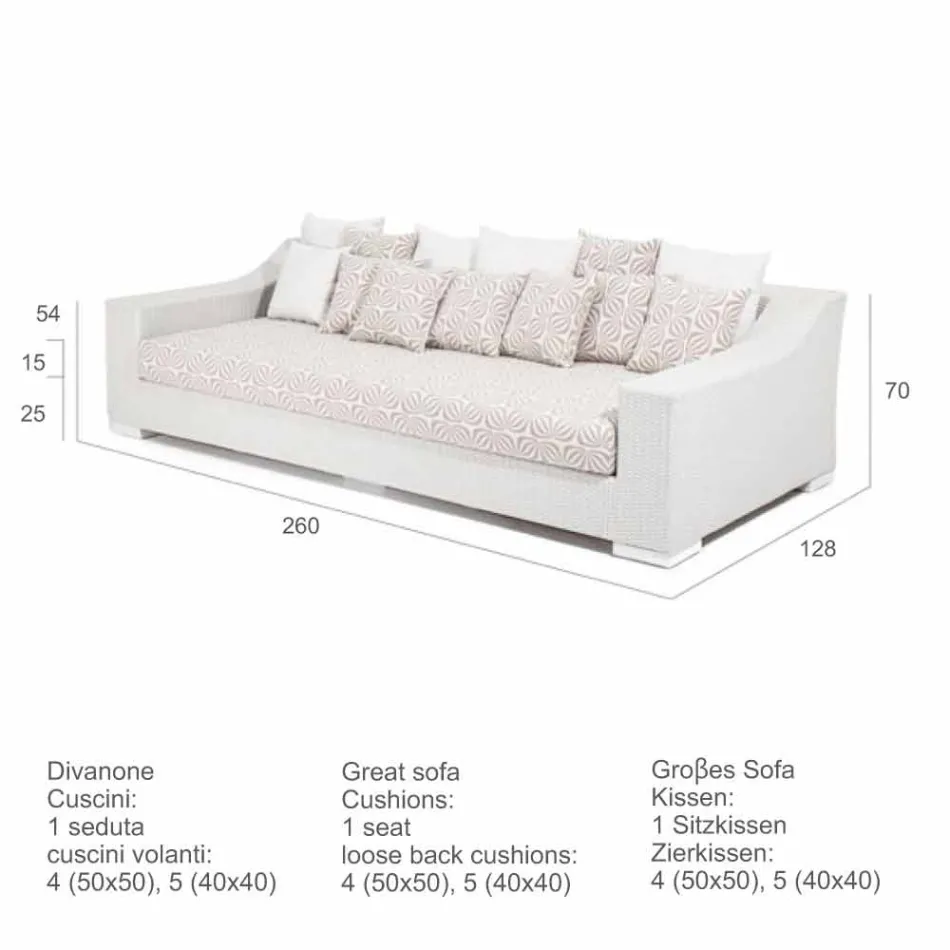 Sofa handgewebte Garten Joe Kaffee Polyethylen Viadurini