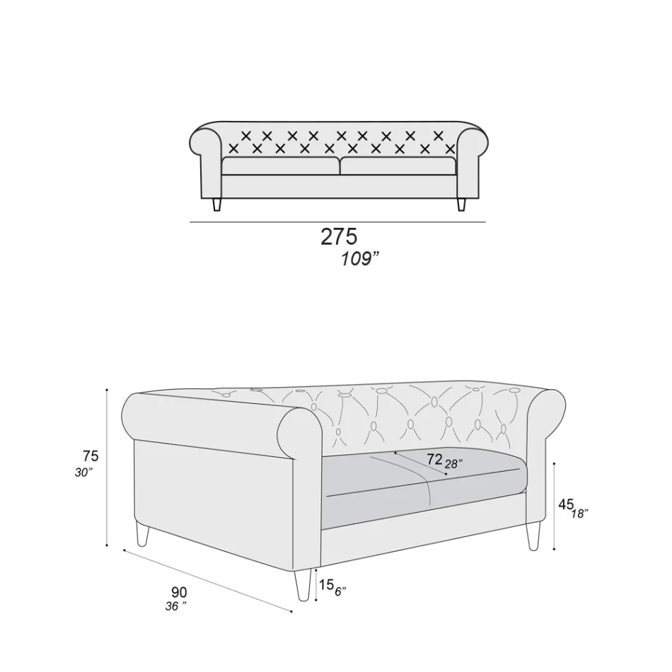 Innensofa in verschiedenen Größen erhältlich Made in Italy - Vivace Viadurini