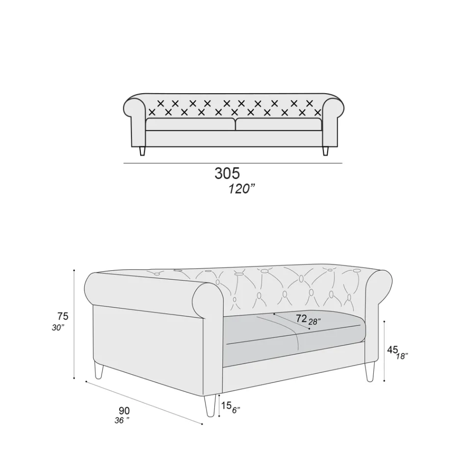 Innensofa in verschiedenen Größen erhältlich Made in Italy - Vivace Viadurini