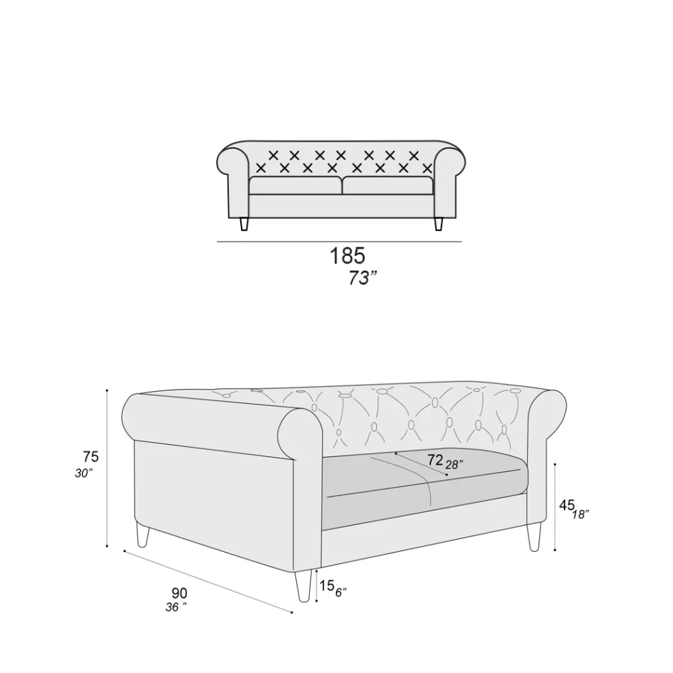 Innensofa in verschiedenen Größen erhältlich Made in Italy - Vivace Viadurini